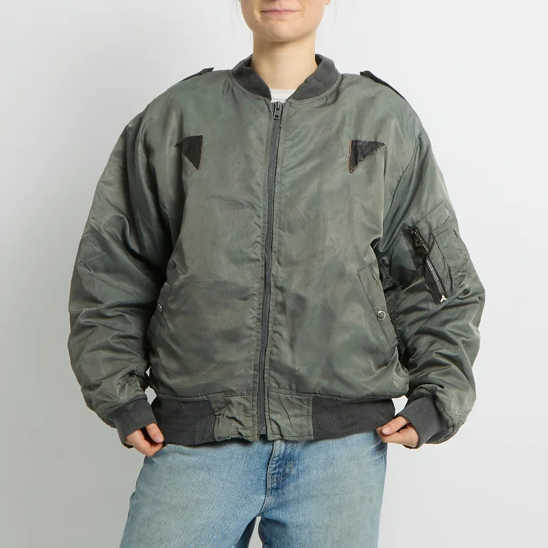 Padded Fasten Detail Bomber Jacket - UK 12 Wool Jacket Cashmere Jacket Tweed Jacket