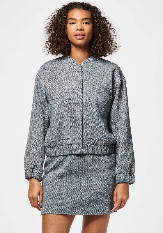 Pieces Polly Speckled Melange Bomber Jacket, Blue Trench Coat Raincoat Waterproof Jacket