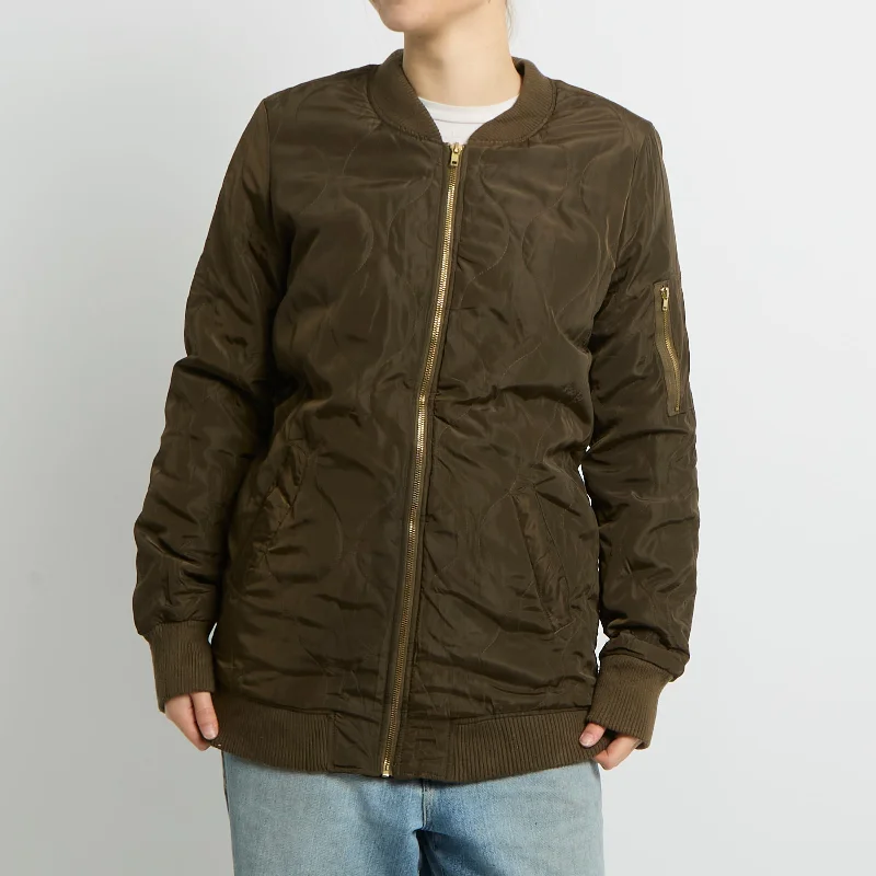 Quilted Bomber Jacket - UK 10 Insulated Jacket Fitted Jacket Loose Jacket