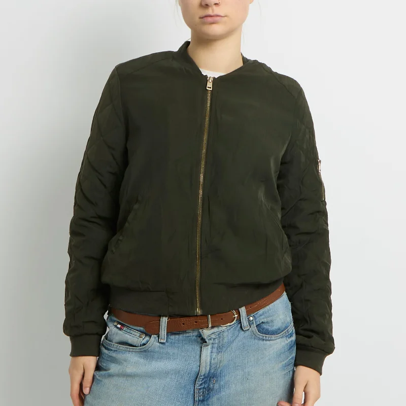 Quilted Lightweight Bomber Jacket - UK 8 Elasticated Jacket Padded Jacket Insulated Jacket