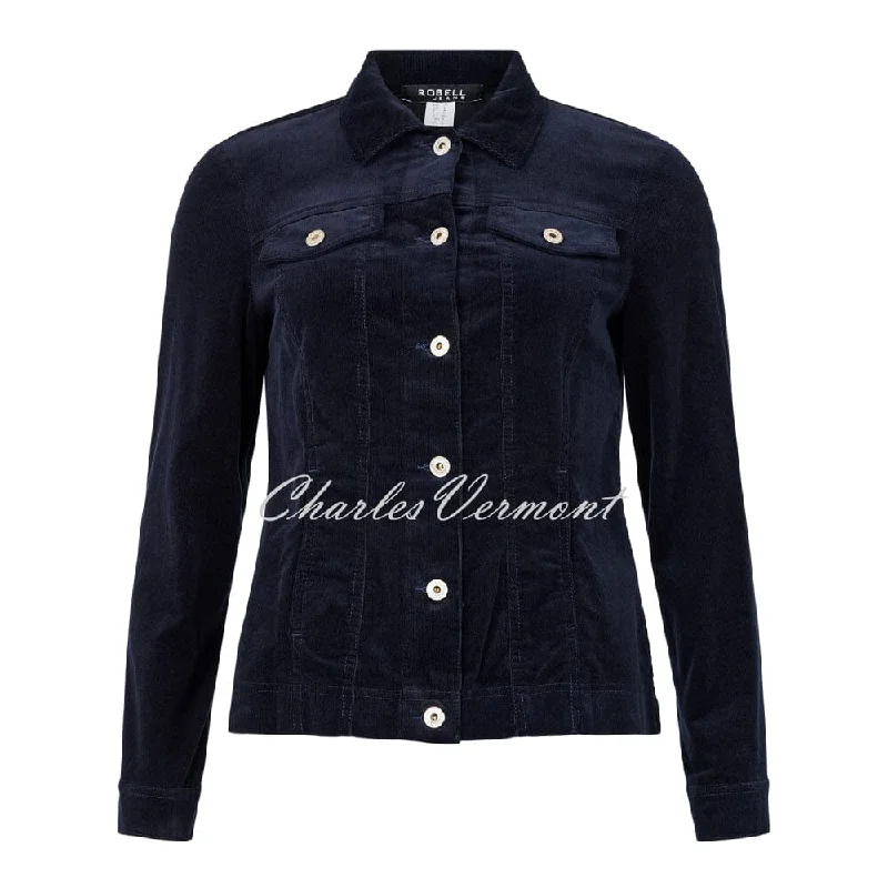 Robell Happy Jacket 57410-54363-691 (Navy Needle Cord) Wool Fabric Cashmere Fabric Tweed Fabric