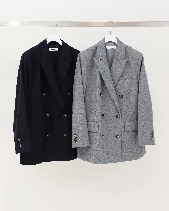 CASHMERE FLANO JACKET Boat Neck Shawl Collar Notched Collar