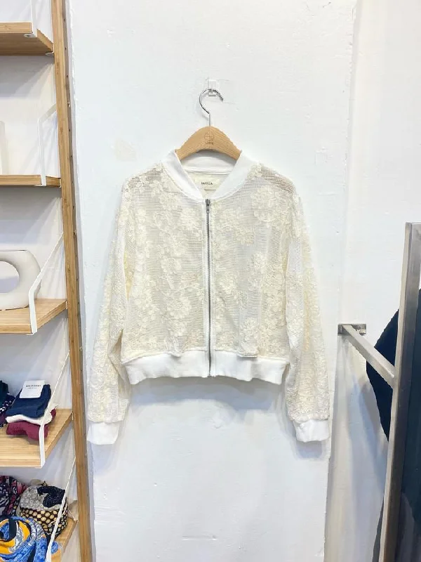 Sheer floral race jacket Print Jacket Jacquard Jacket Patchwork Jacket