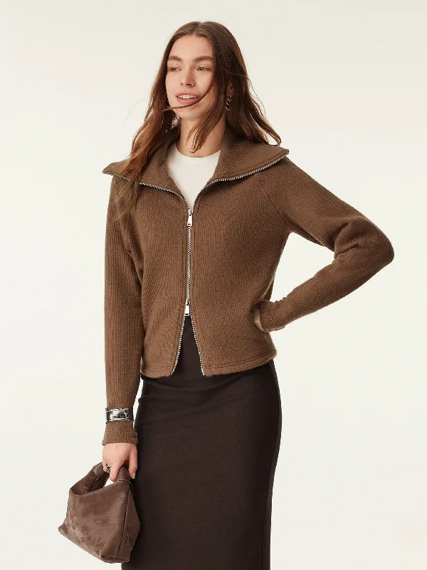 Spread Collar Two-Way Zip Knit Jacket Striped Jacket Polka Dot Jacket Floral Jacket