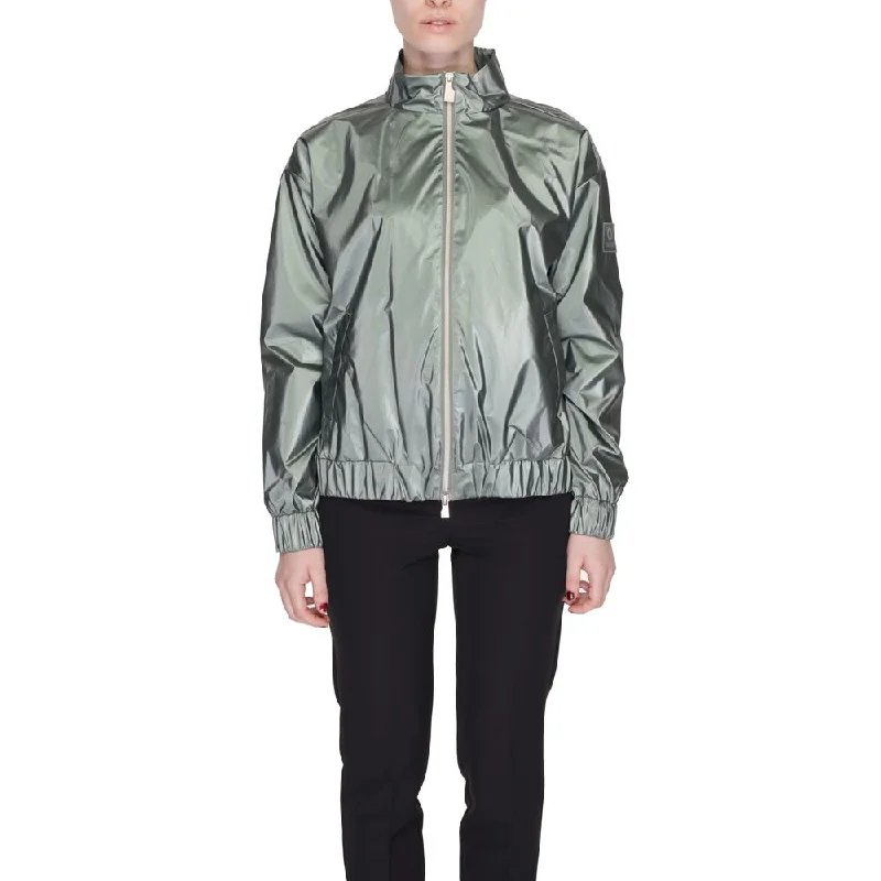 Suns Green Polyester Jackets & Coat Stand-Up Collar Roll-Neck Collar Turtle Neck