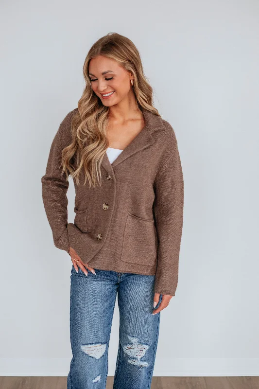 Tannis Knit Jacket - Mocha Faux Fur Fabric Real Fur Fabric Shearling Fabric