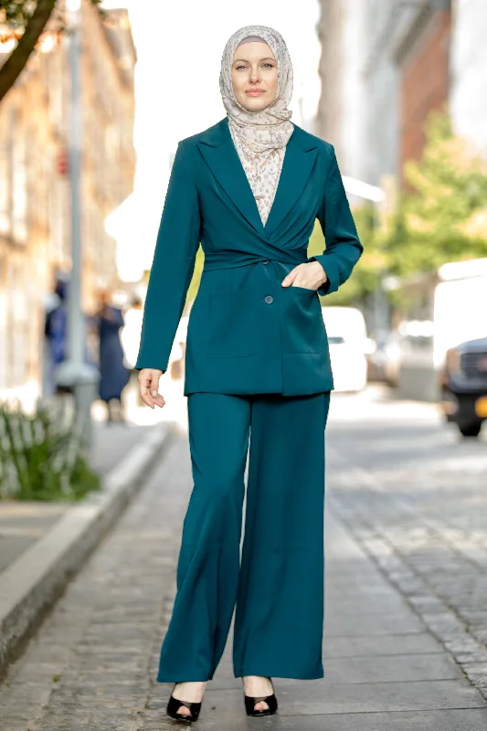 Teal Jacket and Pants Suit Set-CLEARANCE Faux Fur Jacket Real Fur Jacket Shearling Jacket