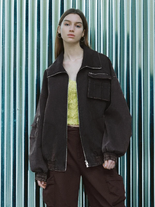 Zip Up Front Lapel Jackets Knit Fabric Woven Fabric Fleece Fabric
