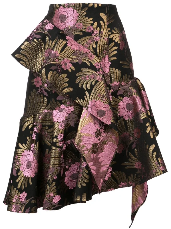 Deco jacquard ruffle skirt wool skirt warm