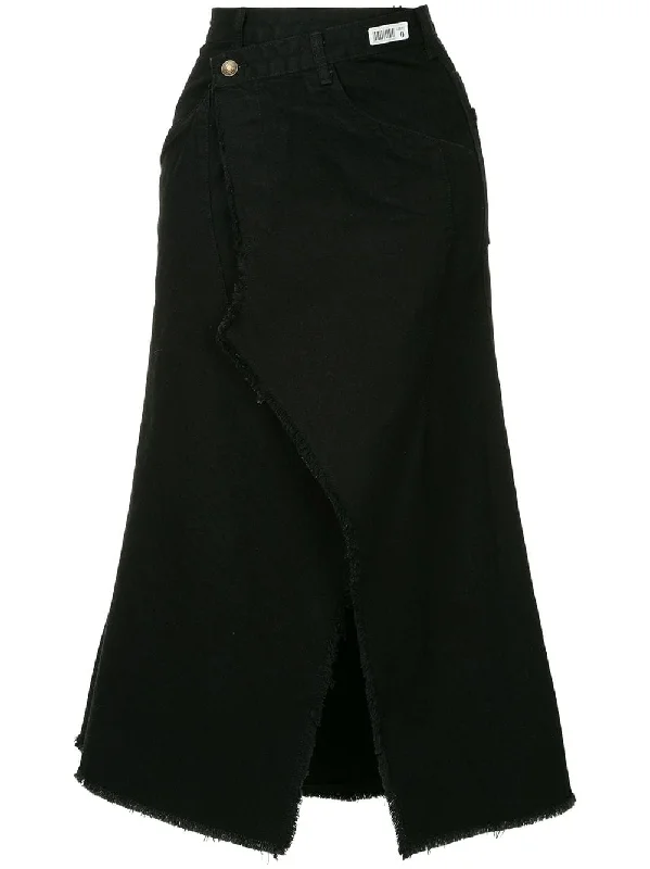 distressed wrapped denim skirt velvet skirt sumptuous