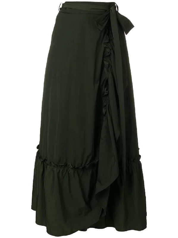 wrap ruffle technical skirt high waist skirt