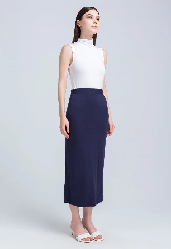 Long Basic Skirt silk skirt smooth