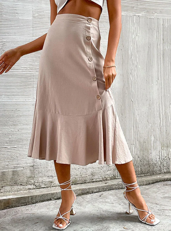 HIGH WAIST COTTON LINEN SKIRT lightweight skirt design