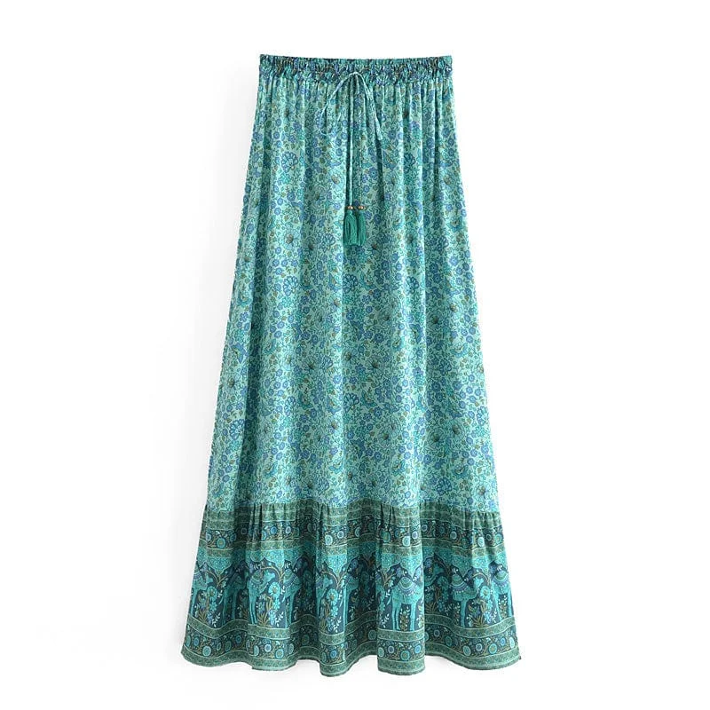 Azure Boho Maxi Skirt corduroy skirt comfortable