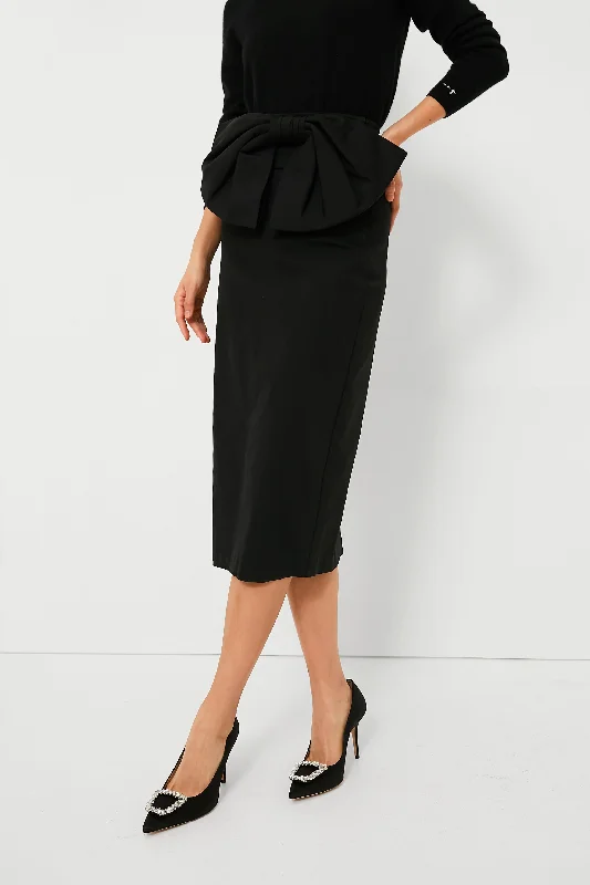 Black Bow Pencil Skirt denim skirt casual