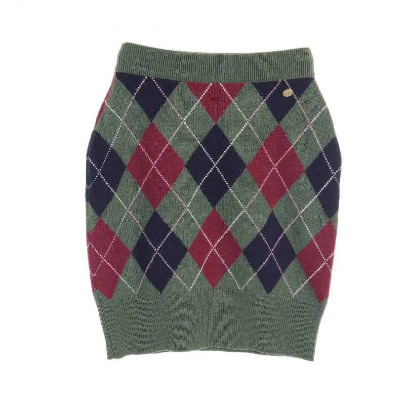 Chanel Cashmere Skirt Green Multi-Color lace skirt feminine