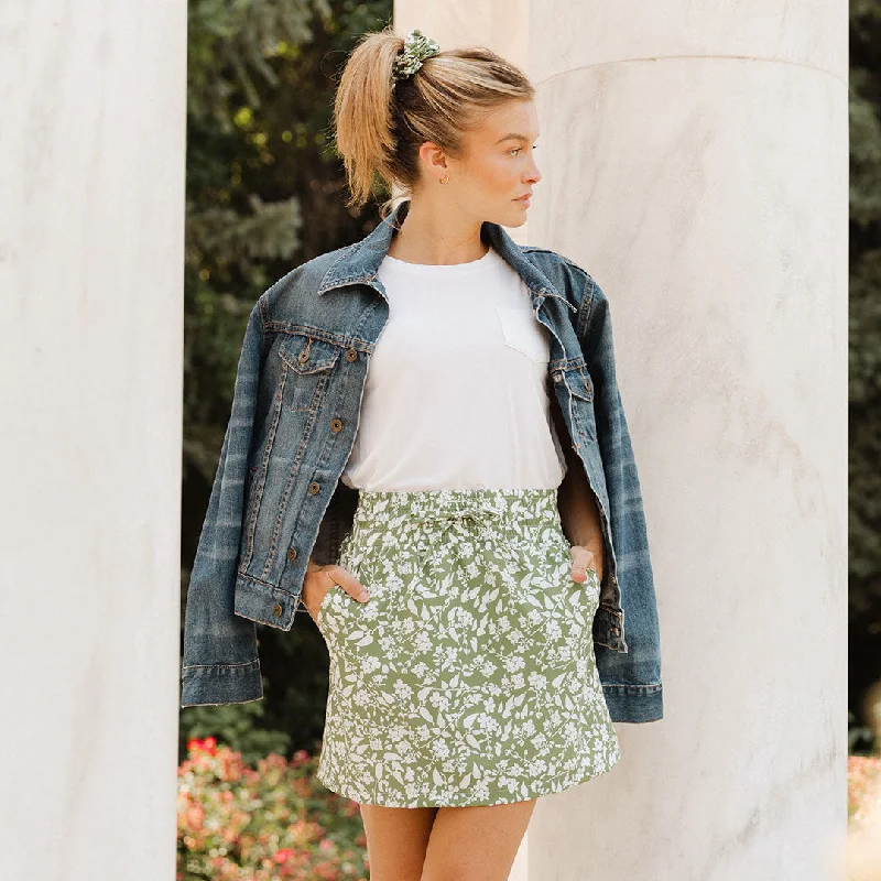 Cher Skirt, Sage Ivy asymmetrical skirt cut