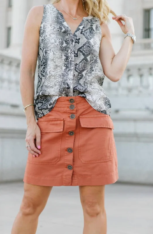 Desert Button-Front Skirt In Sierra silk skirt sleek