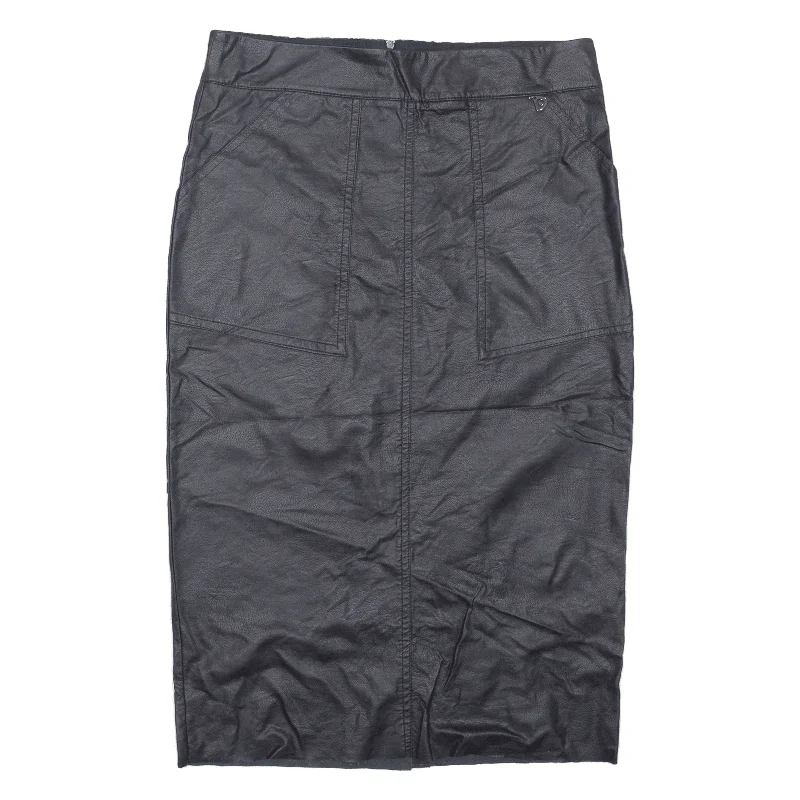 DIXIE Faux Leather Midi Pencil Skirt Black Viscose Womens S lace skirt romantic