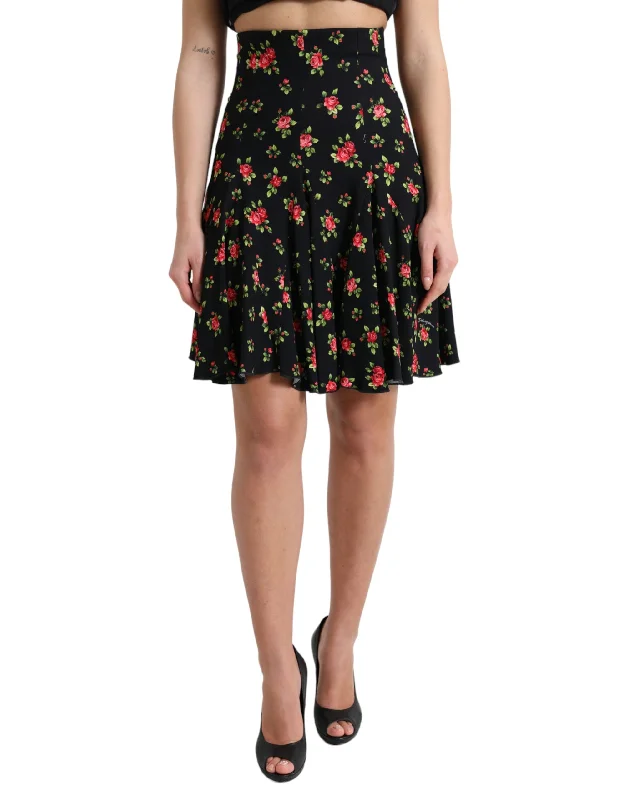 Dolce & Gabbana Floral A-Line Mini Skirt with High Waist cashmere skirt fine