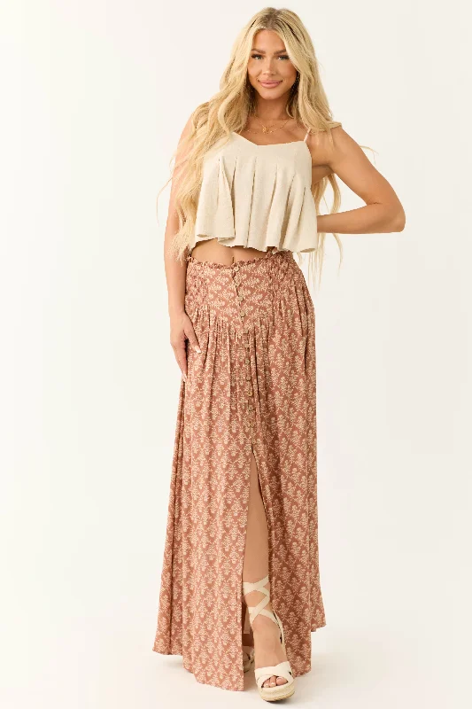 Ginger Abstract Floral Print Maxi Skirt summer skirt style