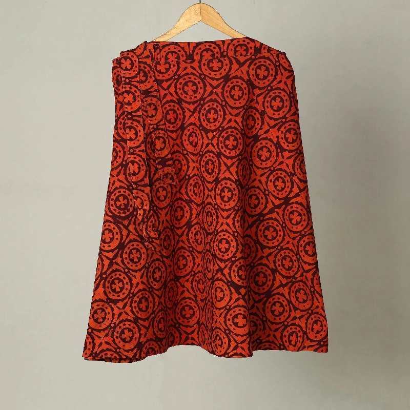 Orange - Hand Batik Print Cotton Wrap Around Skirt 02 velvet skirt rich