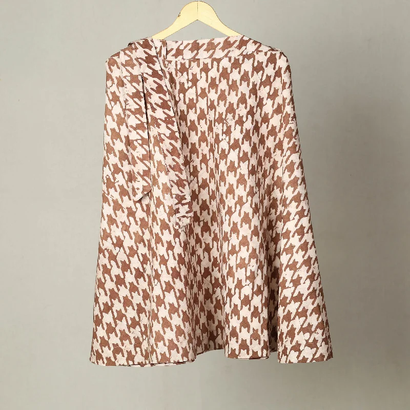 Brown - Hand Batik Print Cotton Wrap Around Skirt 03 spandex blend skirt