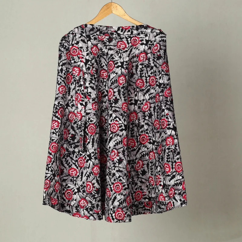 Black - Hand Batik Print Cotton Wrap Around Skirt 09 linen skirt natural