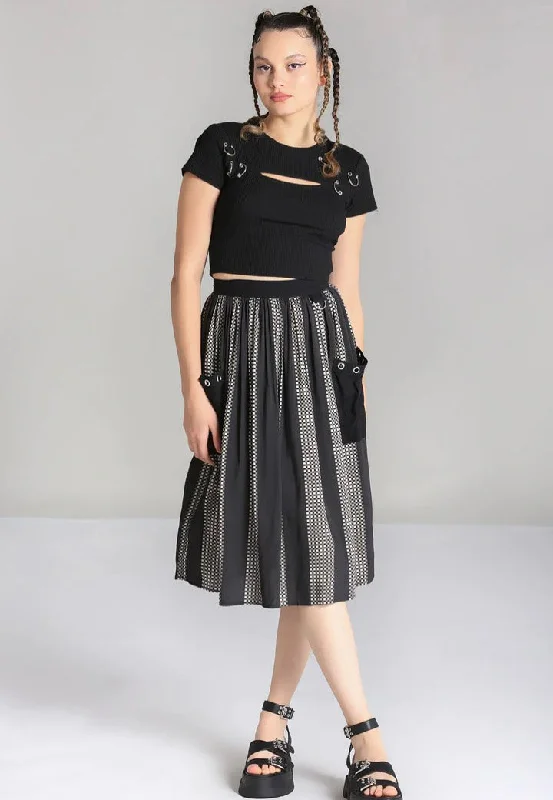Hellbunny - Lita Black/Grey - Skirt cashmere skirt rich