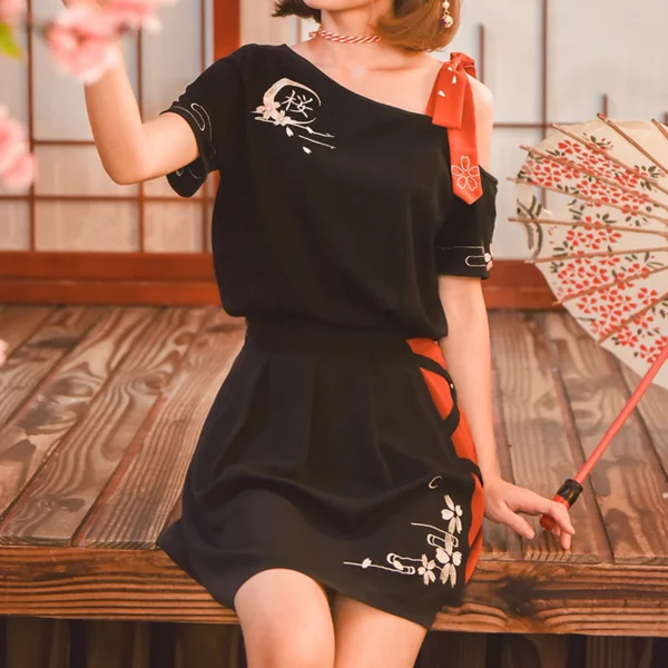 Japanese cherry blossom skirt YV40199 leather skirt modern