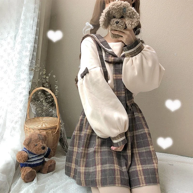 Japanese cute suspender skirt suit YV43359 belted skirt waist