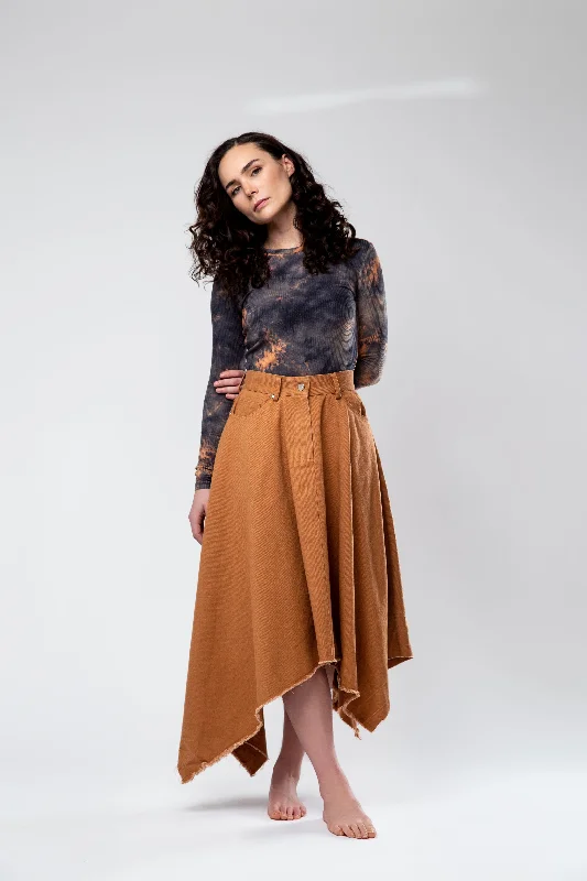 Kerchief Denim Skirt - Cinnamon lace skirt intricate