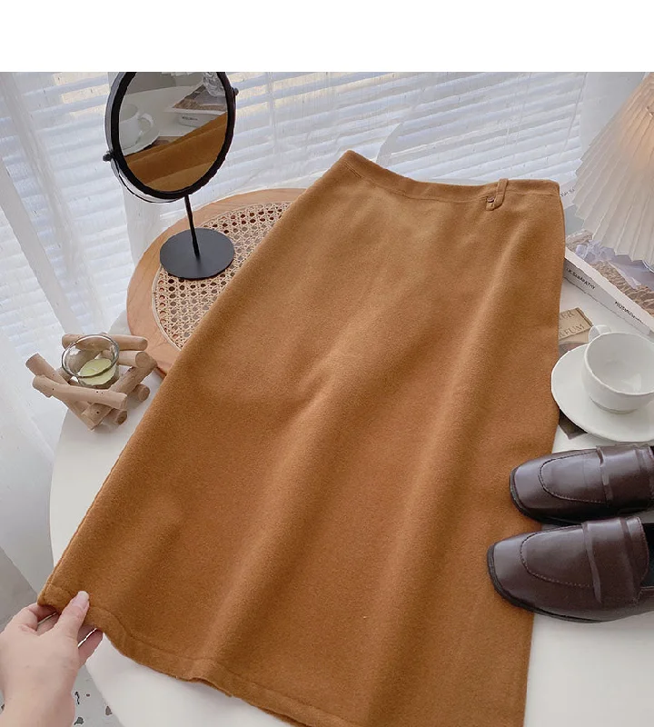 Korean fashion retro split A-shaped high waist skirt  5799 corduroy skirt durable