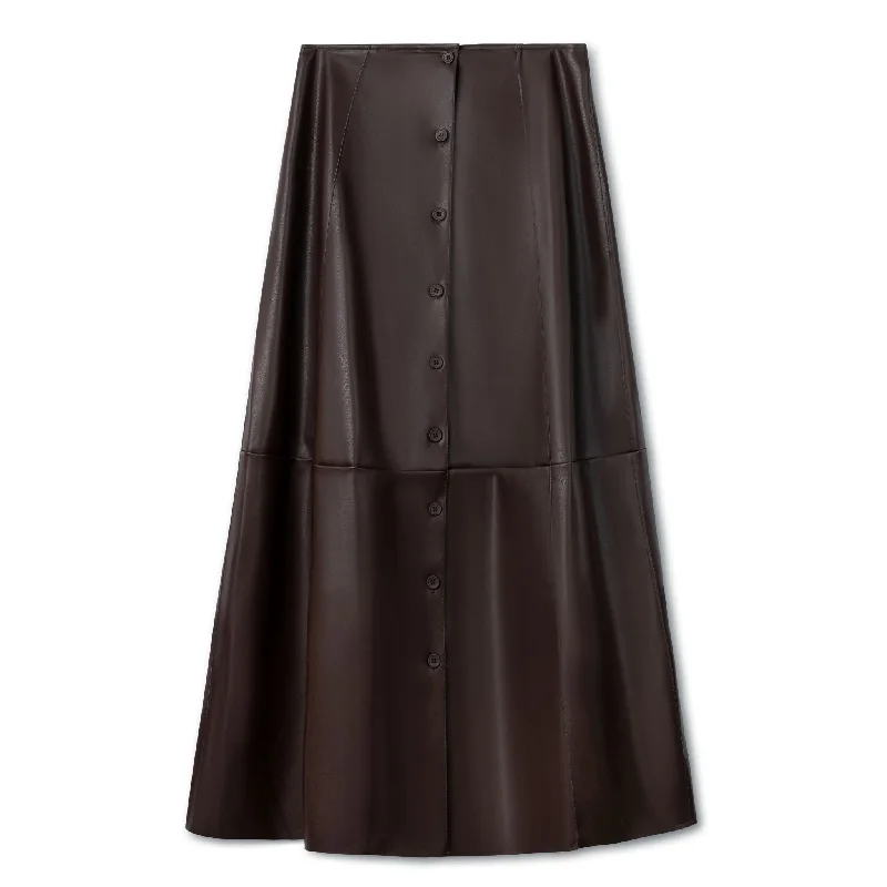Leather Maxi Skirt - Brown elastic waist skirt