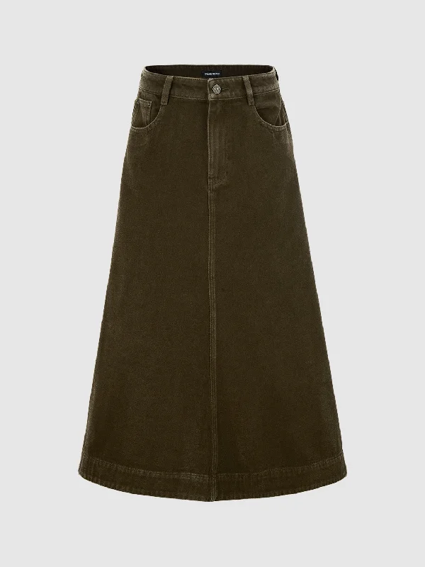 Maxi A-Line Denim Skirts cashmere skirt fine