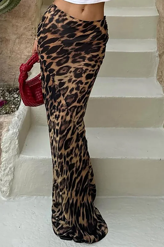 Leopard Print Mermaid Skirt chiffon skirt floaty