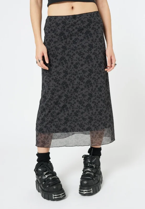 Minga London - Hydra Floral Print Black - Skirt denim skirt casual