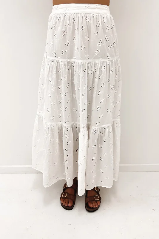 Olivia Maxi Skirt White chiffon skirt lightweight