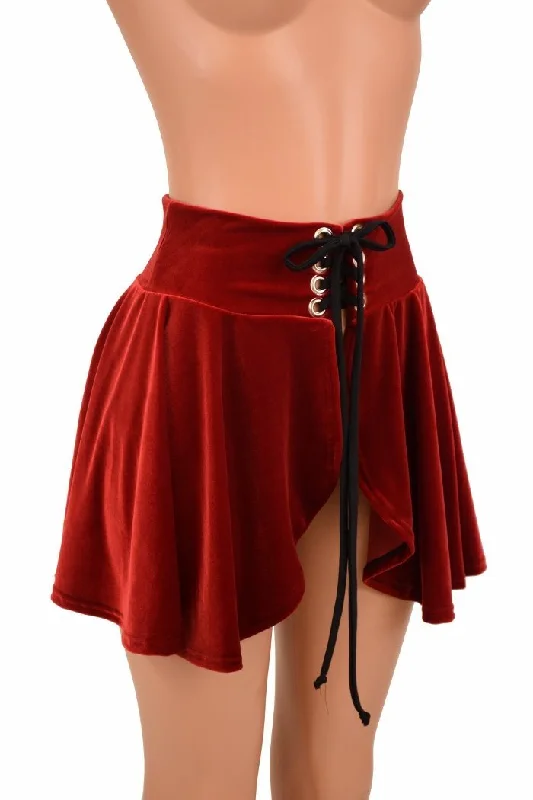 Open Front Lace Up Circle Cut Skirt corduroy skirt durable
