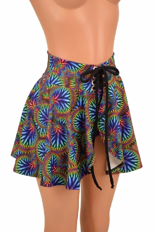 Open Front Lace Up Circle Cut Skirt leather skirt bold