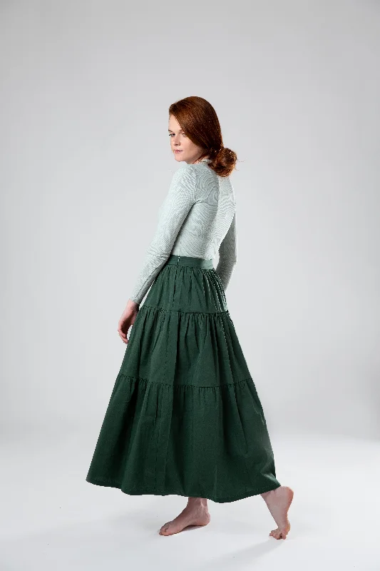 Peasant Skirt - Green denim skirt durable