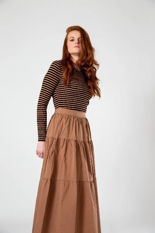 Peasant Skirt - Mocha leather skirt sleek