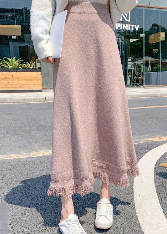 Pink high waist fashion Knit Skirt Winter denim skirt casual