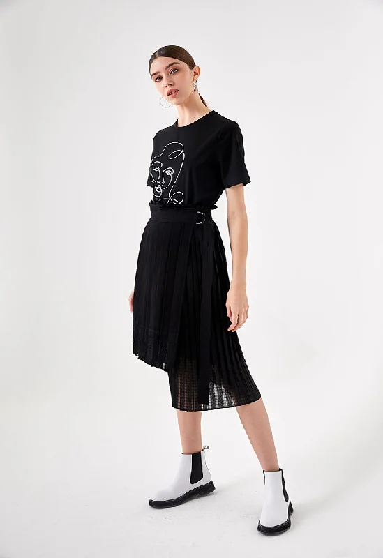 Pleated High Low Skirt lace skirt elegant