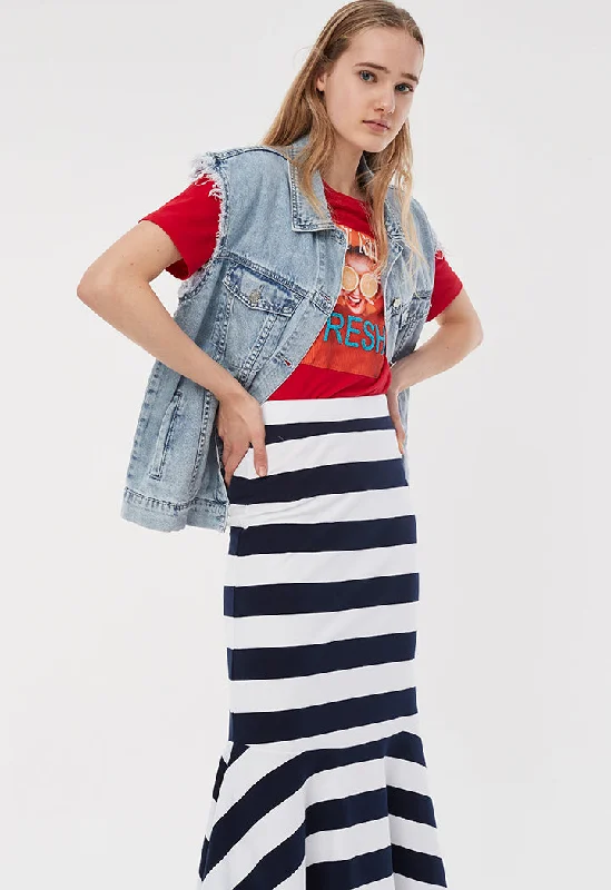 Stripe Mermaid Panel Skirt silk skirt luxurious