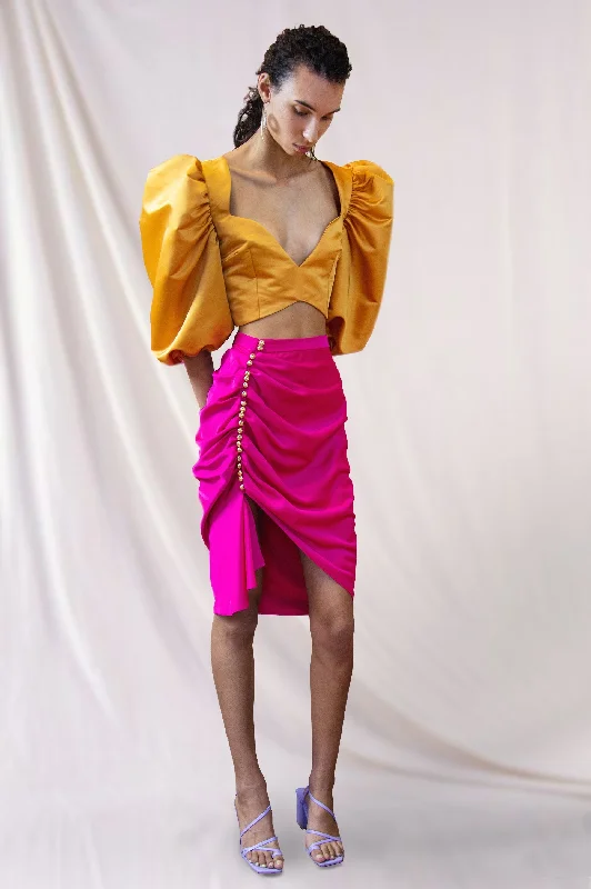 Venus Sati Fuchsia Midi Skirt silk skirt luxurious