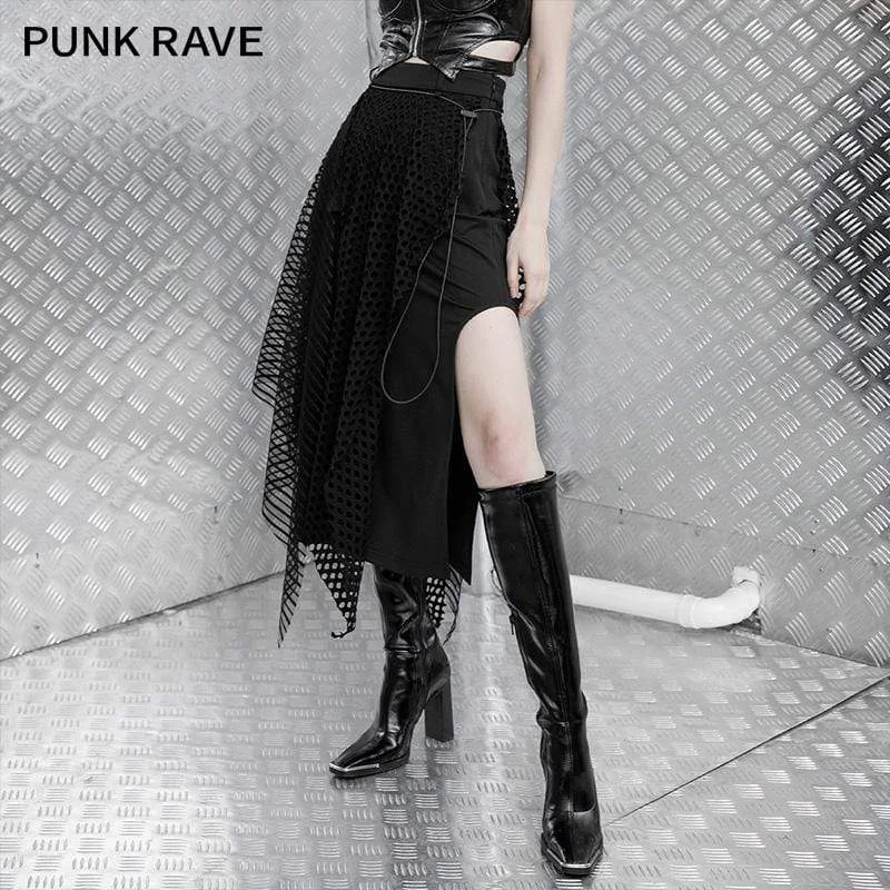 Women's Gothic Mesh Splicing A-line Skirts a-line skirt cut