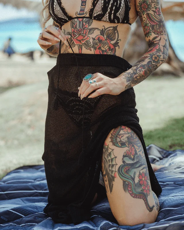 Women's Knit Skirt - Black silk skirt elegant