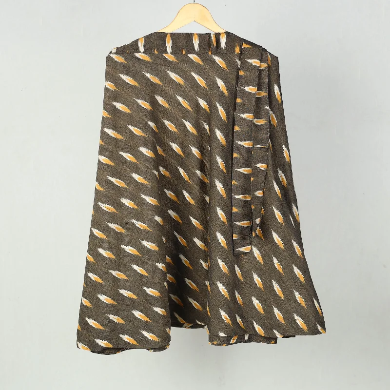 Brown - Wrap Around Cotton Pochampally Ikat Skirt 09 wool skirt warm